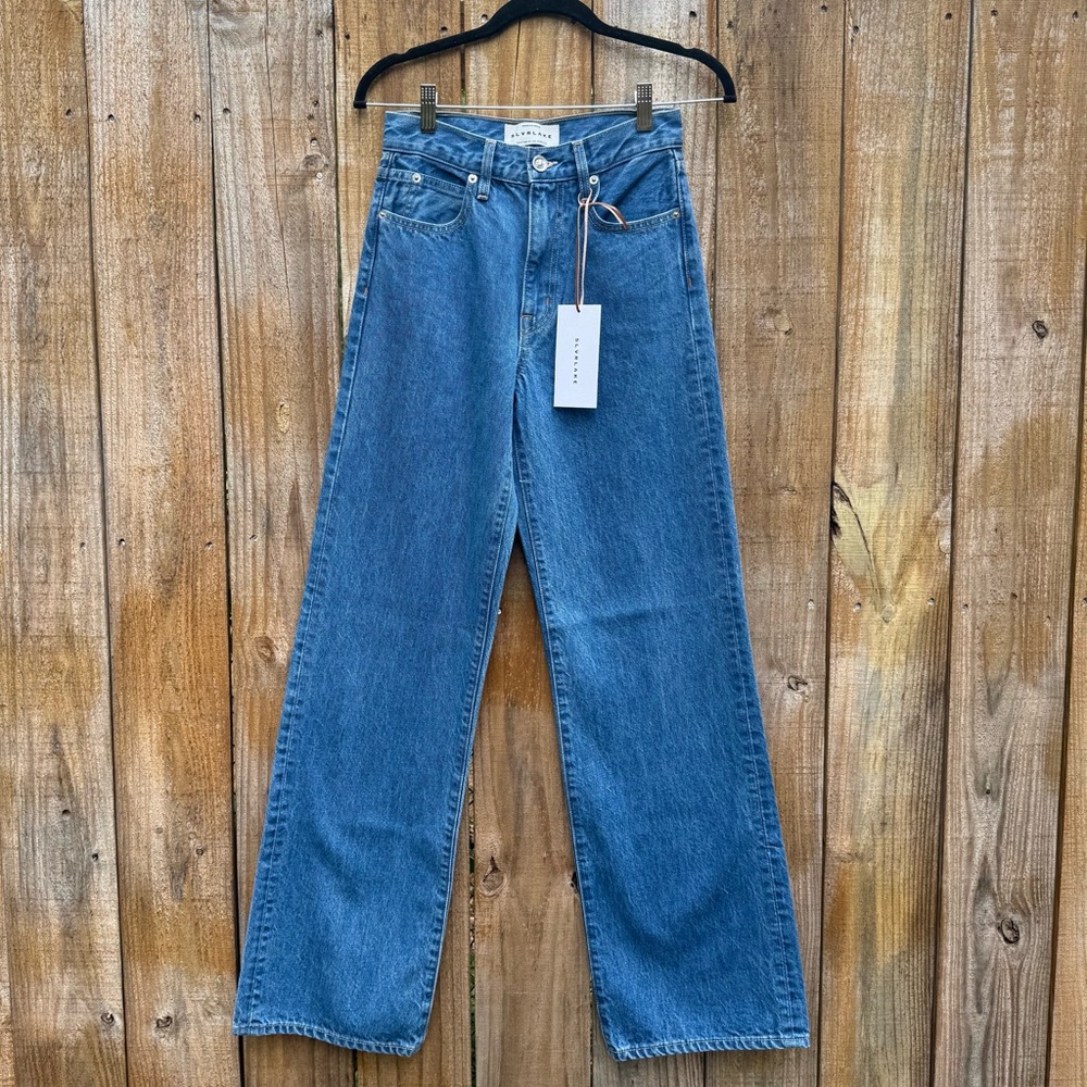 NWT SLVRLAKE Grace Jean wide leg classic blue